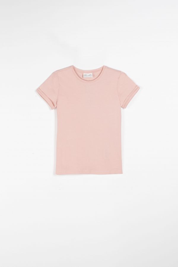 T-shirt z krótkim rękawem  różowy gładki 2115767
