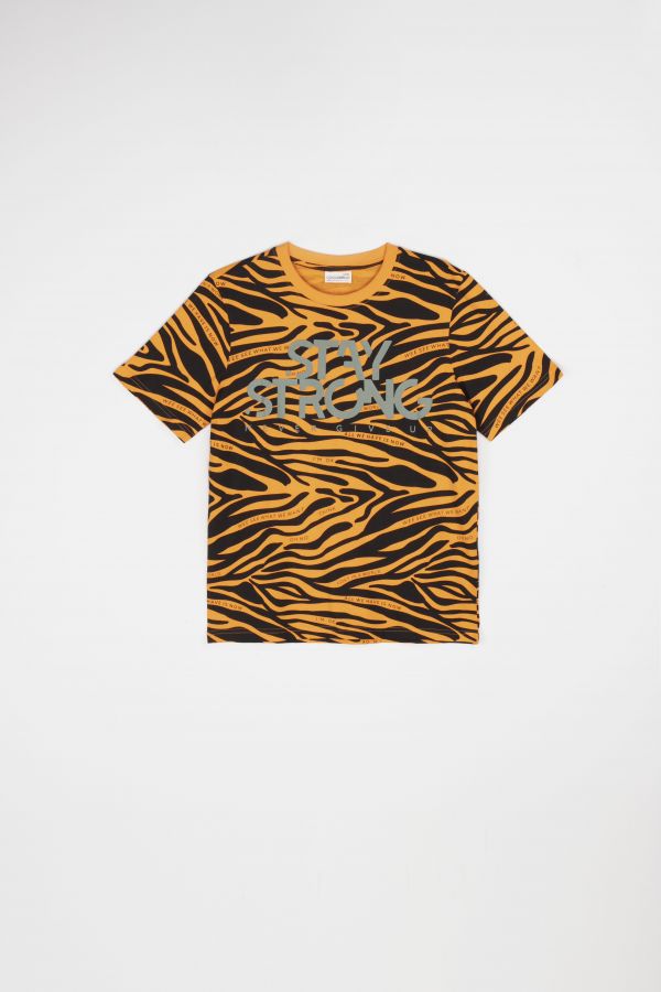 T-shirt z krótkim rękawem pomarańczowy ze zwierzęcym printem