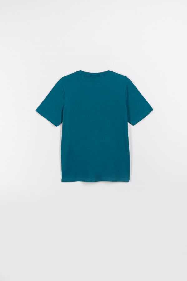 T-shirt z krótkim rękawem  turkusowy z napisem 2115864