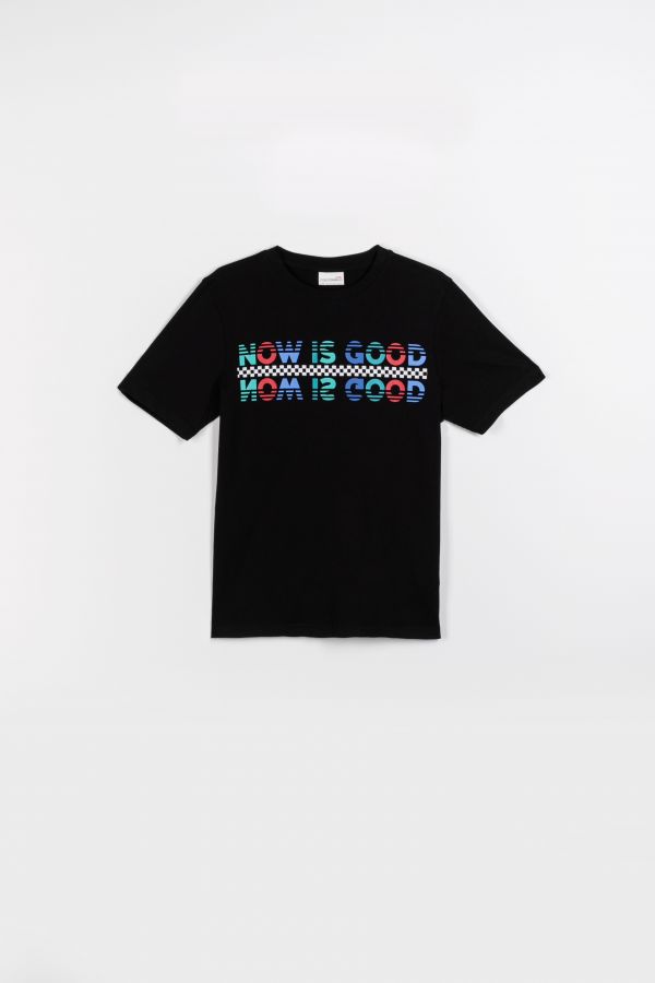 T-shirt z krótkim rękawem czarny z kolorowym nadrukiem 2115919