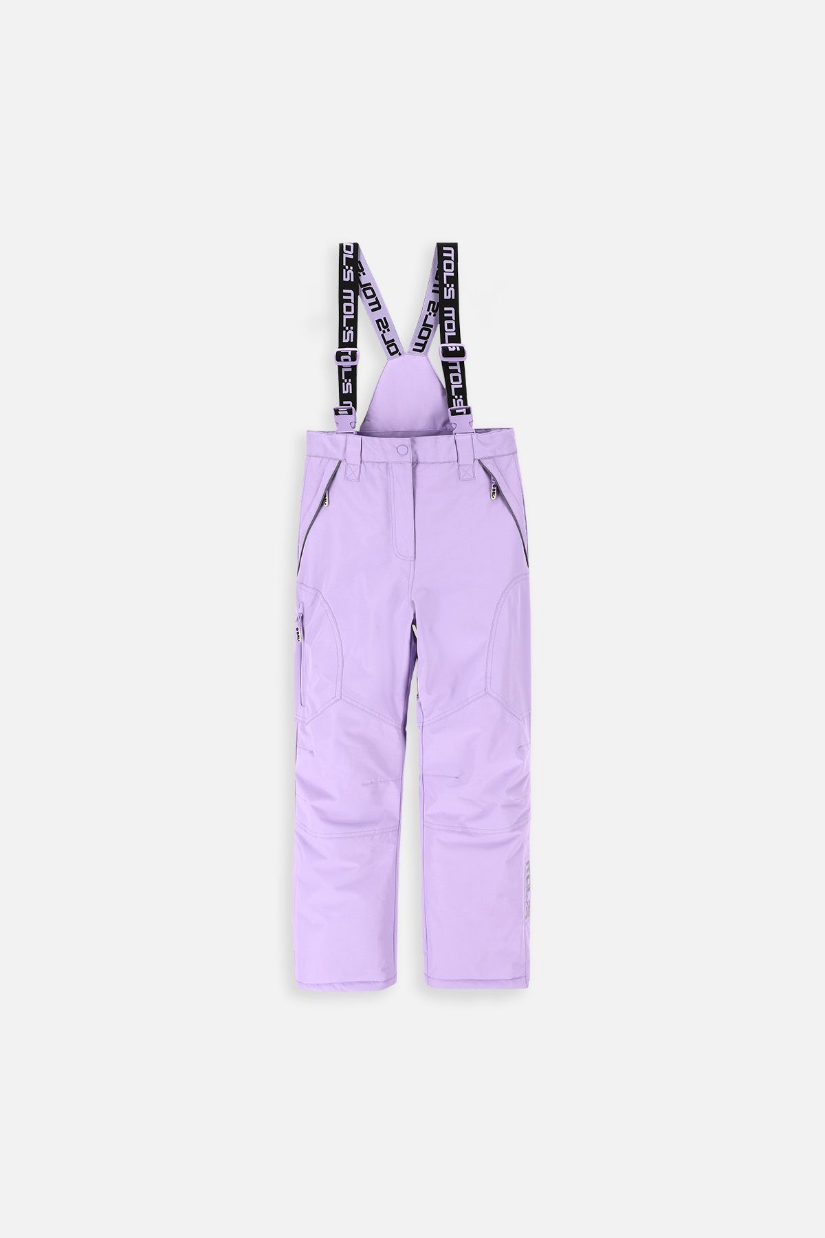 Spodnie narciarskie fioletowe z kieszeniami na szelkach 2225735