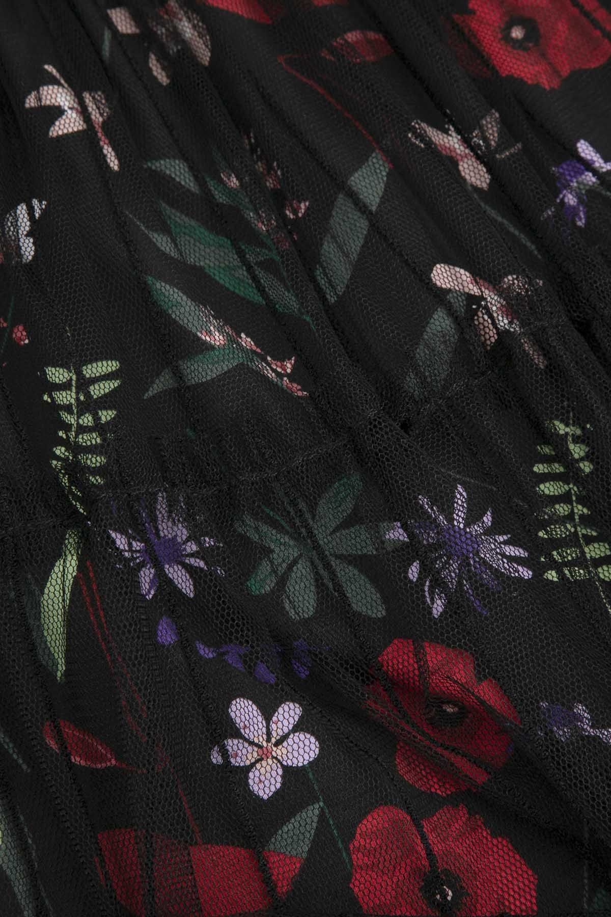 Spódnica tiulowa czarna z kwiatowym printem 2218540