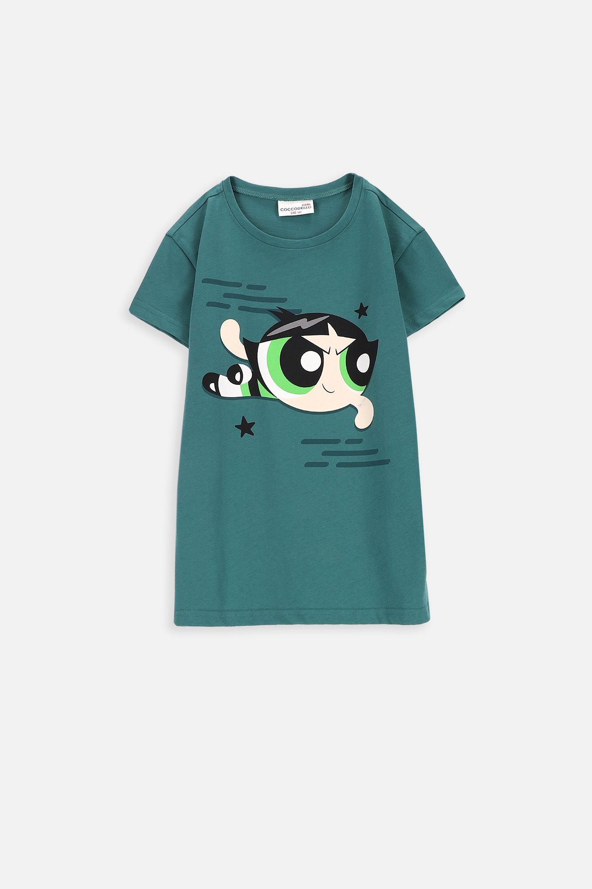 T-shirt z krótkim rękawem zielony z nadrukiem, licencja POWERPUFF GIRLS 2219596
