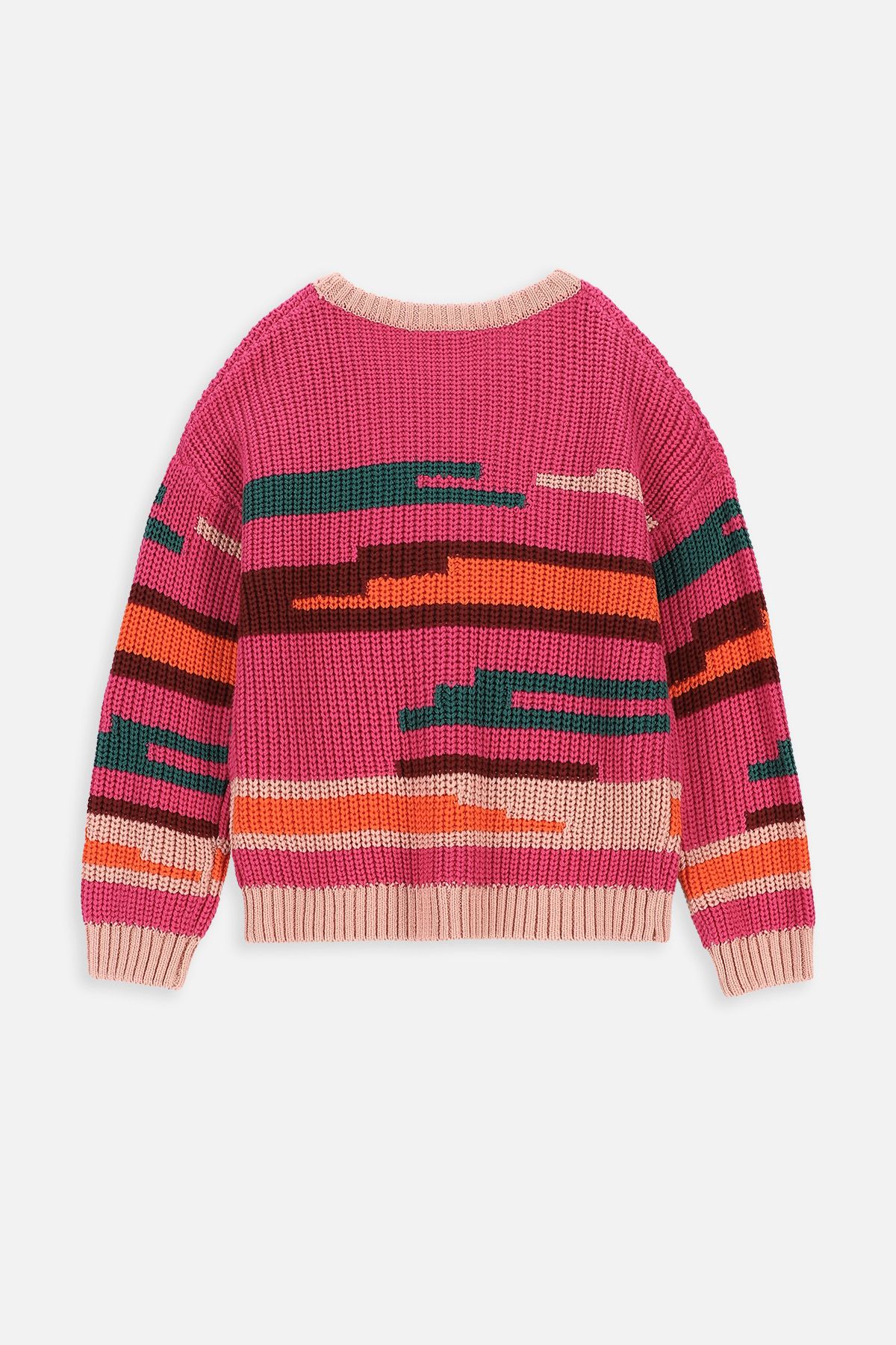 Sweter dzianinowy wielokolorowy z kolorowe paski 2221700