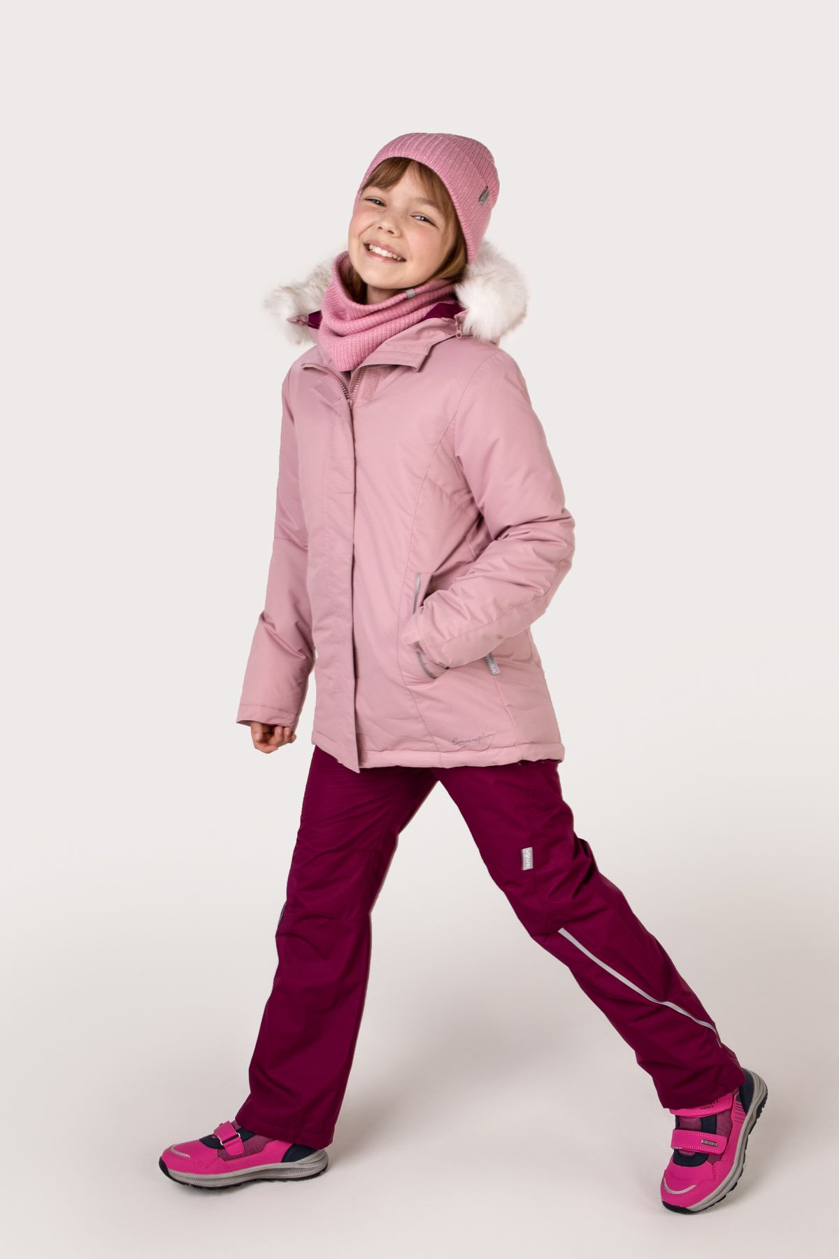 Spodnie narciarskie dziewczęce z polarową podszewką i powłoką DWR 2203415