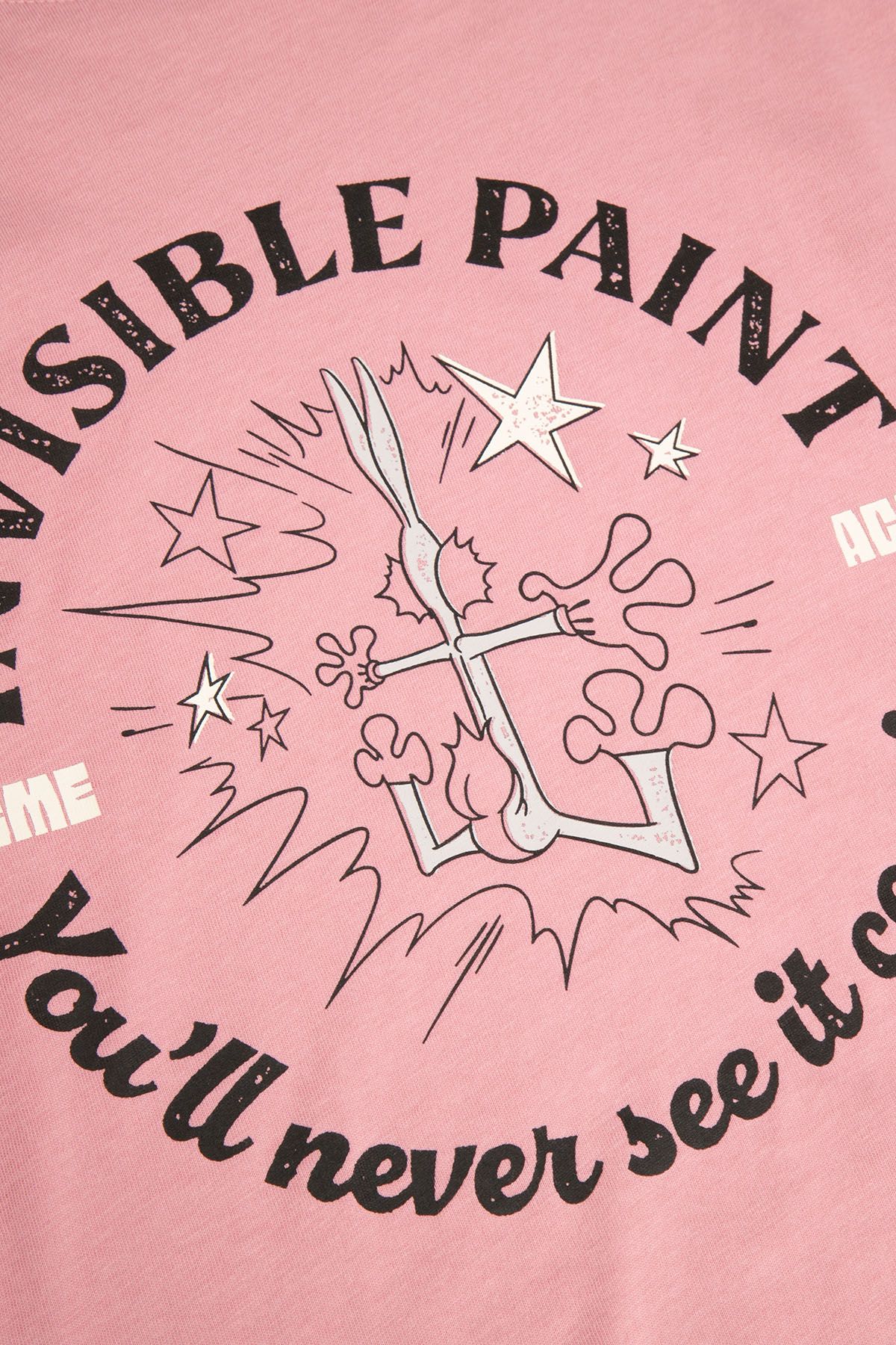 T-shirt z długim rękawem LOONEY TUNES różowy z napisem i nadrukiem - Królik Bugs 2225014