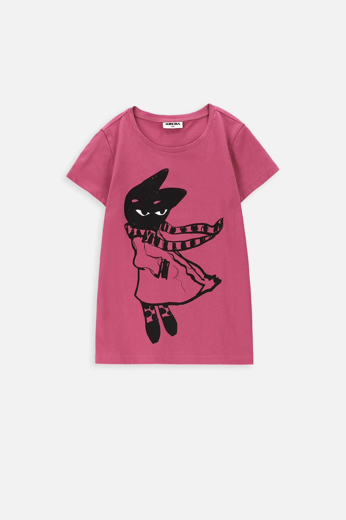 T-shirt z krótkim rękawem różowy z kotem melancholikiem 2228447