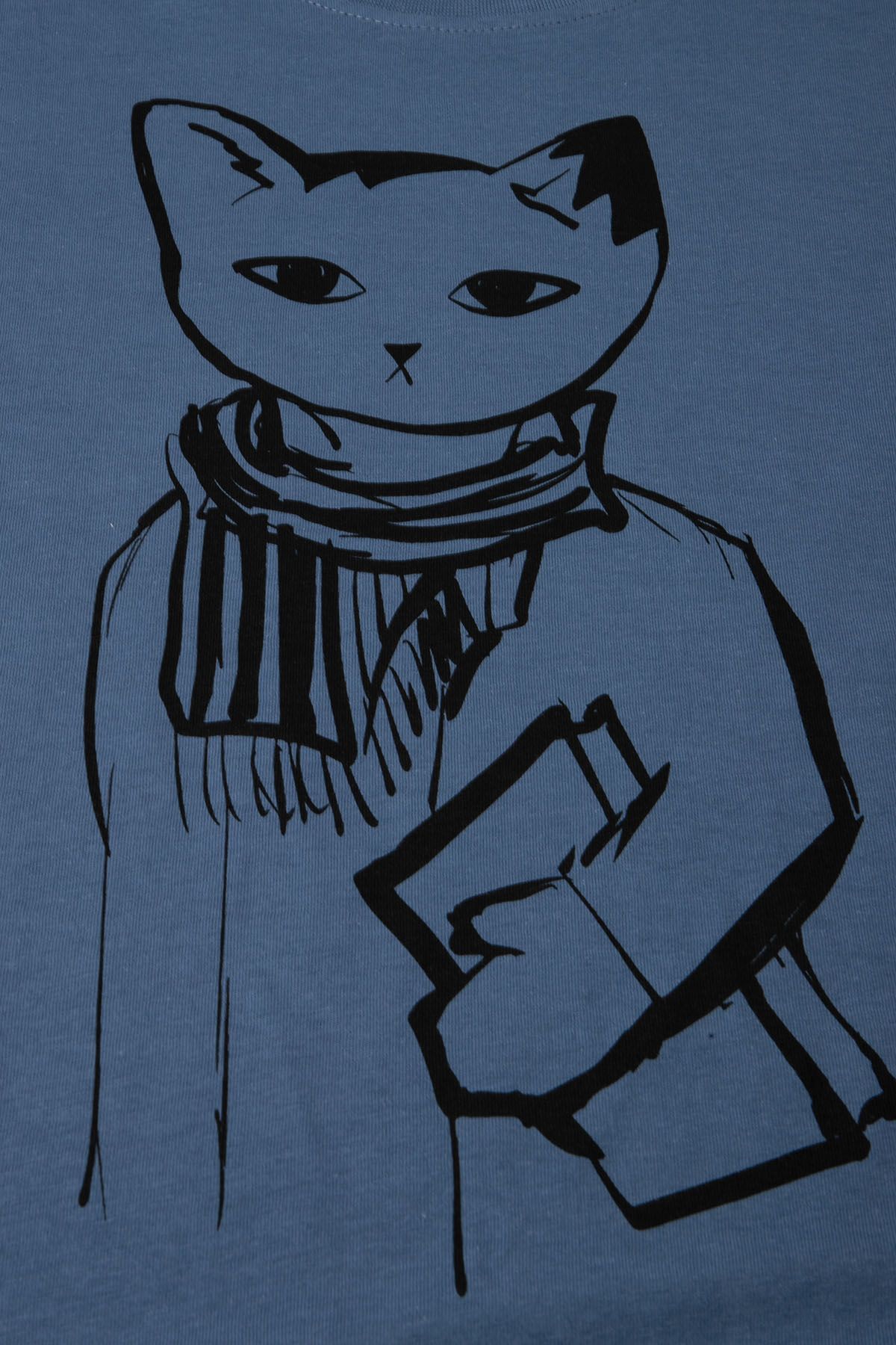 T-shirt z krótkim rękawem niebieski z kotem intelektualistą 2225845