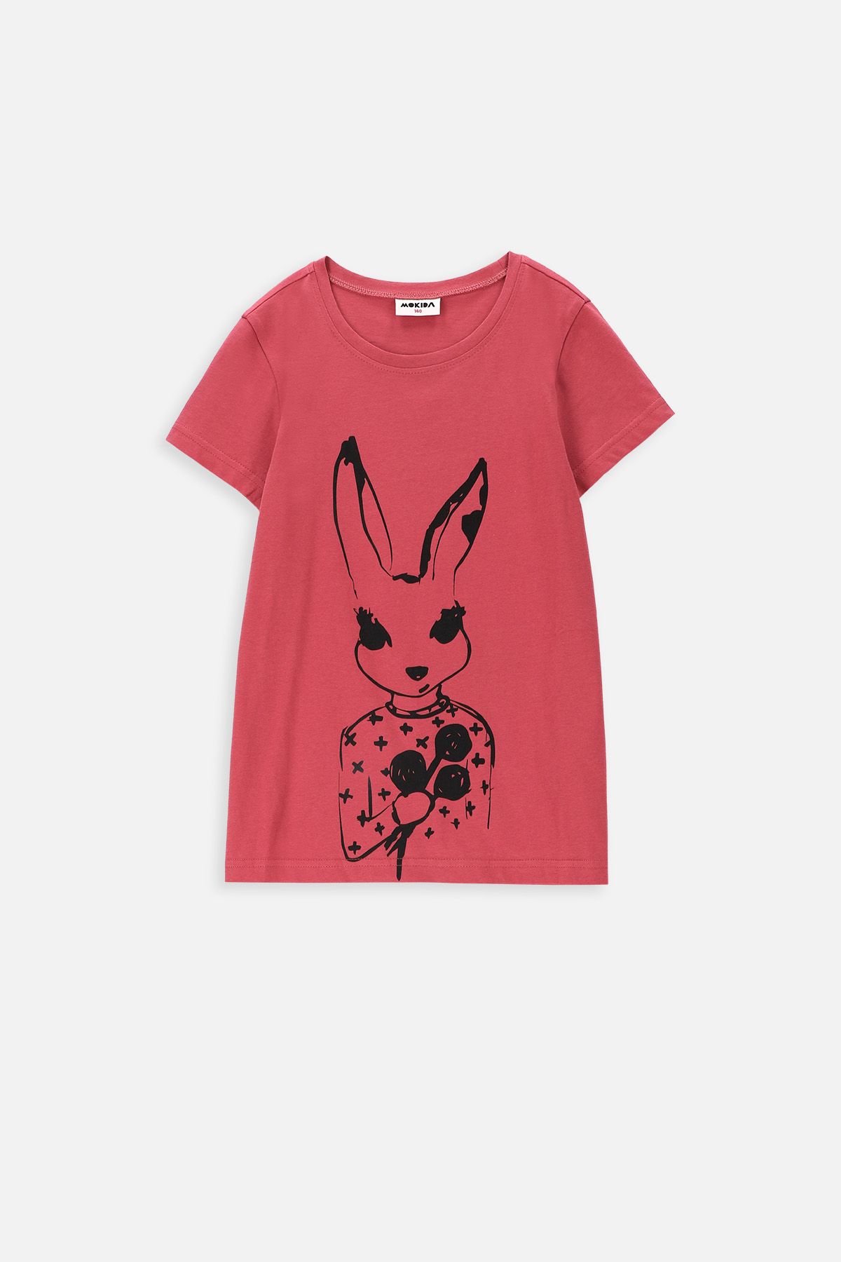 T-shirt z krótkim rękawem czerwony z królikiem romantykiem 2228453