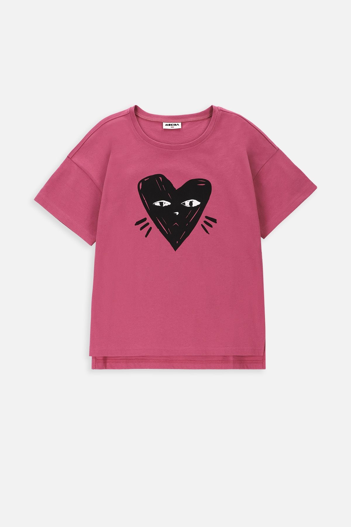 T-shirt z krótkim rękawem różowy z sercem-kotkiem 2228473