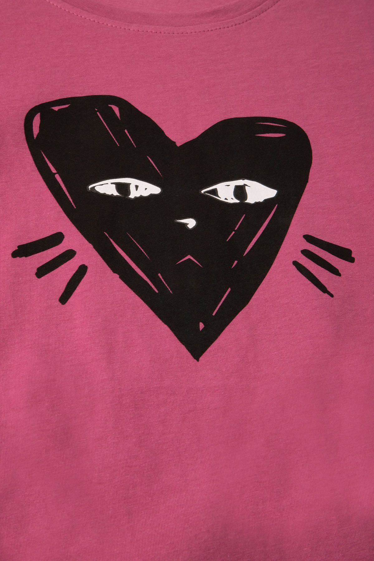 T-shirt z krótkim rękawem różowy z sercem-kotkiem 2227206