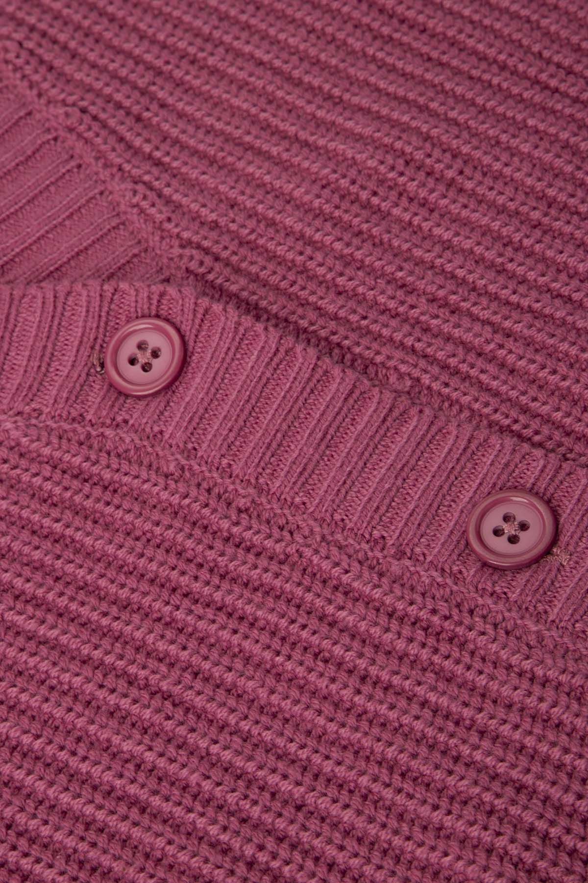 Sweter rozpinany dzianinowy różowy kardigan z dekoltem w serek 2227229