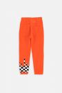 Spodnie dresowe pomarańczowe z nadrukiem na nogawce o fasonie SLIM 2222451