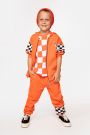 Spodnie dresowe pomarańczowe z nadrukiem na nogawce o fasonie SLIM 2226730