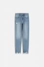 Spodnie jeansowe granatowe ze zwężaną postrzępioną nogawką, SLIM LEG 2219329