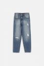 Spodnie jeansowe niebieskie z przetarciami, MOM FIT 2220129