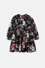 Sukienka tkaninowa wielokolorowa rozkloszowana z nadrukiem w kwiaty 2221126