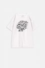 T-shirt z krótkim rękawem biały z nadrukiem pieska i kwiatów 2224095