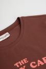T-shirt z krótkim rękawem brązowy z nadrukiem filiżanki i napisami 2219602
