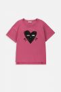 T-shirt z krótkim rękawem różowy z sercem-kotkiem 2228473