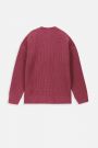 Sweter rozpinany dzianinowy różowy kardigan z dekoltem w serek 2227227