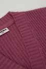 Sweter rozpinany dzianinowy różowy kardigan z dekoltem w serek 2227228