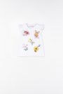T-shirt z krótkim rękawem biały z tiulowymi kwiatami 2158564