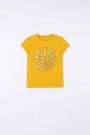 T-shirt z krótkim rękawem W kolorze żółtym z metalizowanym napisem  2159825