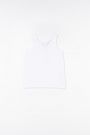 T-shirt bez rękawów biały ze wstawkami z gipiury 2159962