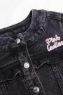 Kurtka jeansowa czarna z brokatową aplikacją na plecach 2160287