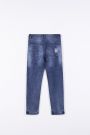 Spodnie jeansowe z efektem sprania i ozdobnymi przetarciami o fasonie SLIM 2194094