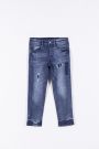 Spodnie jeansowe z efektem sprania i ozdobnymi przetarciami o fasonie SLIM 2194118