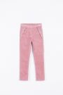 Spodnie tkaninowe w kolorze różowym z ozdobnymi falbankami 2194315