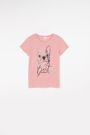 T-shirt z krótkim rękawem różowy z nadrukiem psa 2115853
