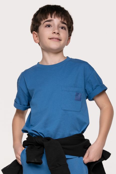 T-shirt z krótkim rękawem chłopięcy oversize z kieszenią