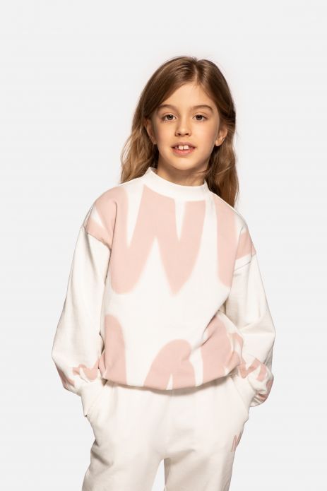 Bluza nierozpinana dziewczęca dresowa z abstrakcyjnym nadrukiem