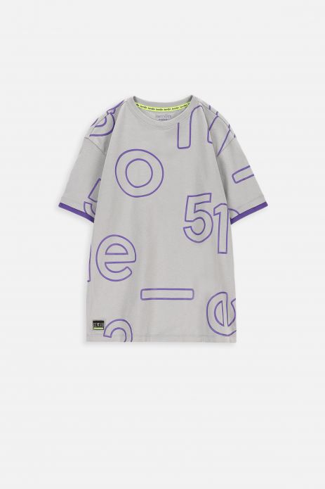 T-shirt z krótkim rękawem chłopięcy oversize z grafiką i gumowymi elementami 2