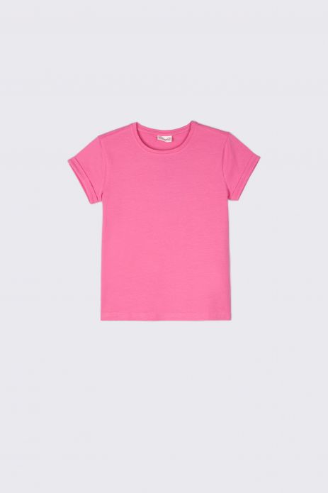 T-shirt z krótkim rękawem różowy gładki 2
