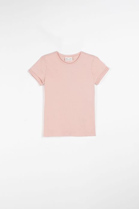 T-shirt z krótkim rękawem  różowy gładki 2