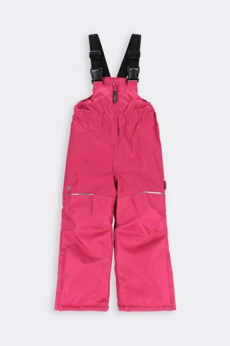 Spodnie narciarskie dziewczęce na szelkach z powłoką TEFLONOWĄ